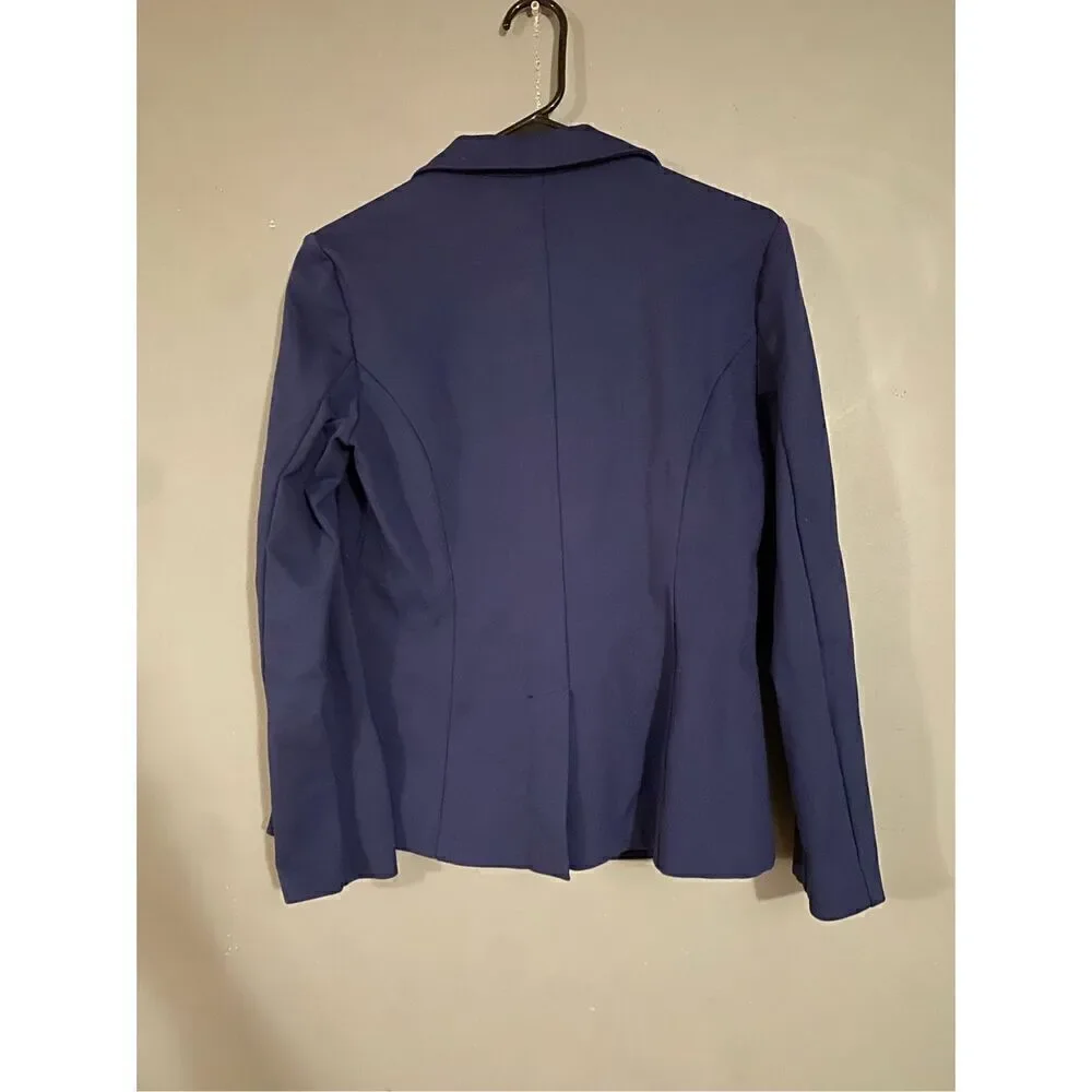 Anne Klein Navy Dress Jacket Blazer With Faux Pockets Size Small